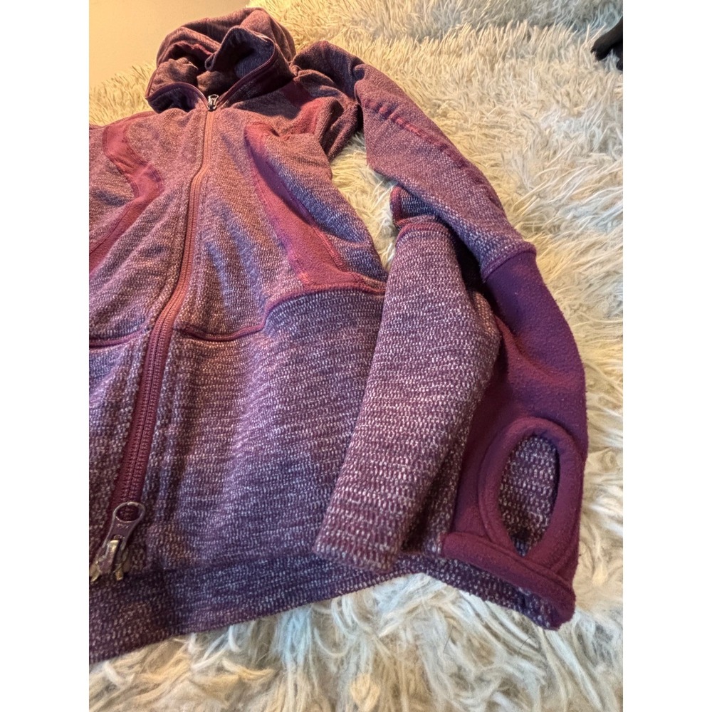 Lululemon Scuba Full Zip Hoodie Heathered Purple Knit Thumbholes Jacket - Picture 2 of 10